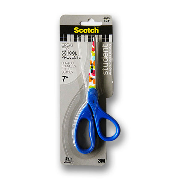 Scotch Student 7-inch Printed Scissors (Blue Handle)