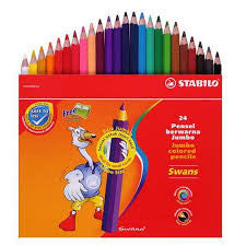 Stabilo Jumbo Colored Pencils - 24 Color Set with Sharpener