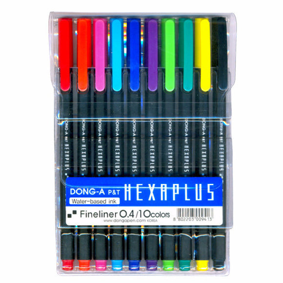Dong-A Hexaplus Fineliner Pen 10-Color Set