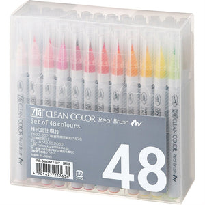 Kuretake Clean Color Real Brush Pen - 48 Color Set
