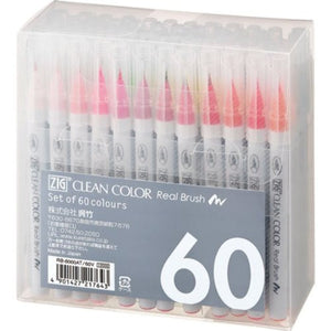 Kuretake Clean Color Real Brush Pen - 60 Color Set