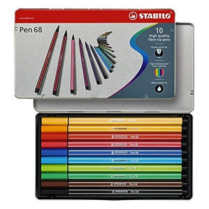Stabilo Pen 68 Marker - 10 Color Set in Metal Case