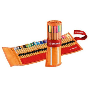 Stabilo Point 88 Fineliner Pen - 25 Color Set - Roller Case